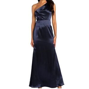 Lulu's Navy Blue One-Shoulder Maxi Dress